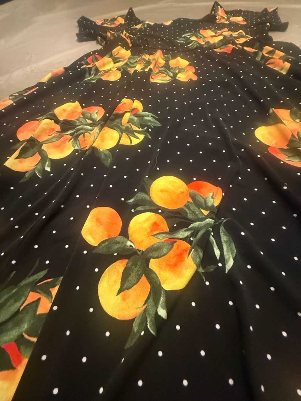 torrid Black Mini Dress with Yellow-Orange Fruit Print 2X - Picture 6 of 11